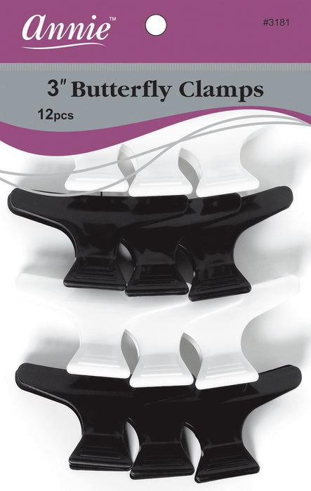 Butterfly Clips 3" / Black 12Pc #3181