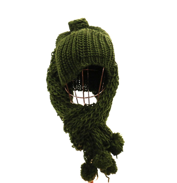 Knitted Pom Pom Beanie / Scarf Set #AACG0433 (PC)