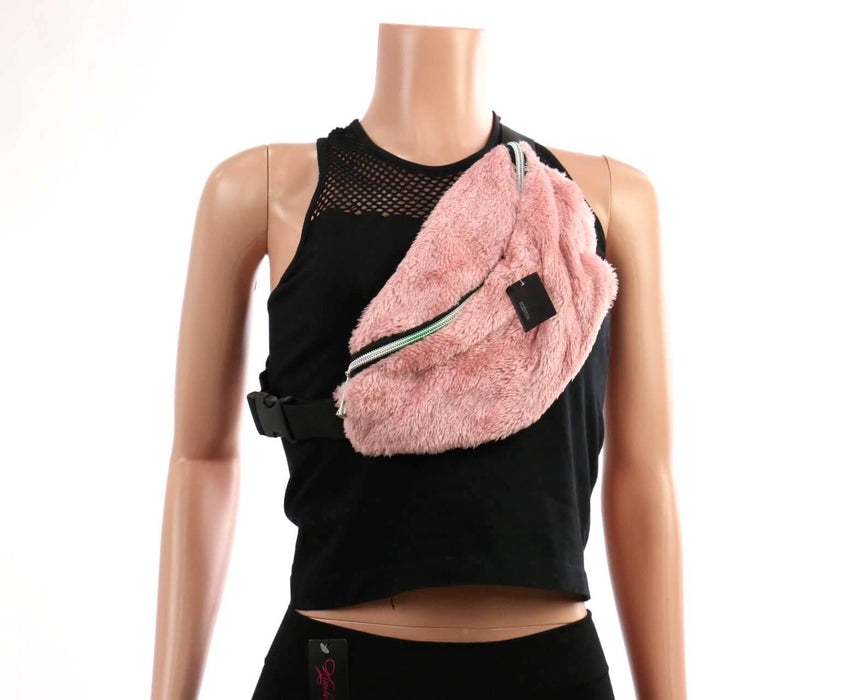 Furry Fanny Pack with Rainbow Zipper #BA1357 (PC)