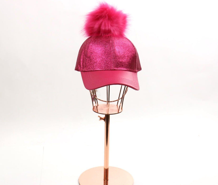 Hot Pink Glitter Pom Pom Hat #BA14HPK (PC)