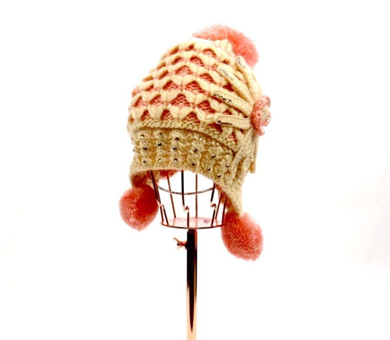 Knitted Rhinestone Pom Pom Beanie #FLOBEA4 (PC)