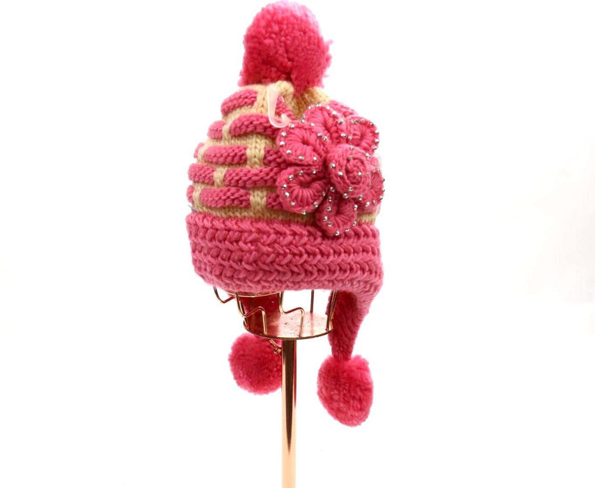 Rhinestone Flower Pom Pom Beanie #FLOBEA5 (PC)