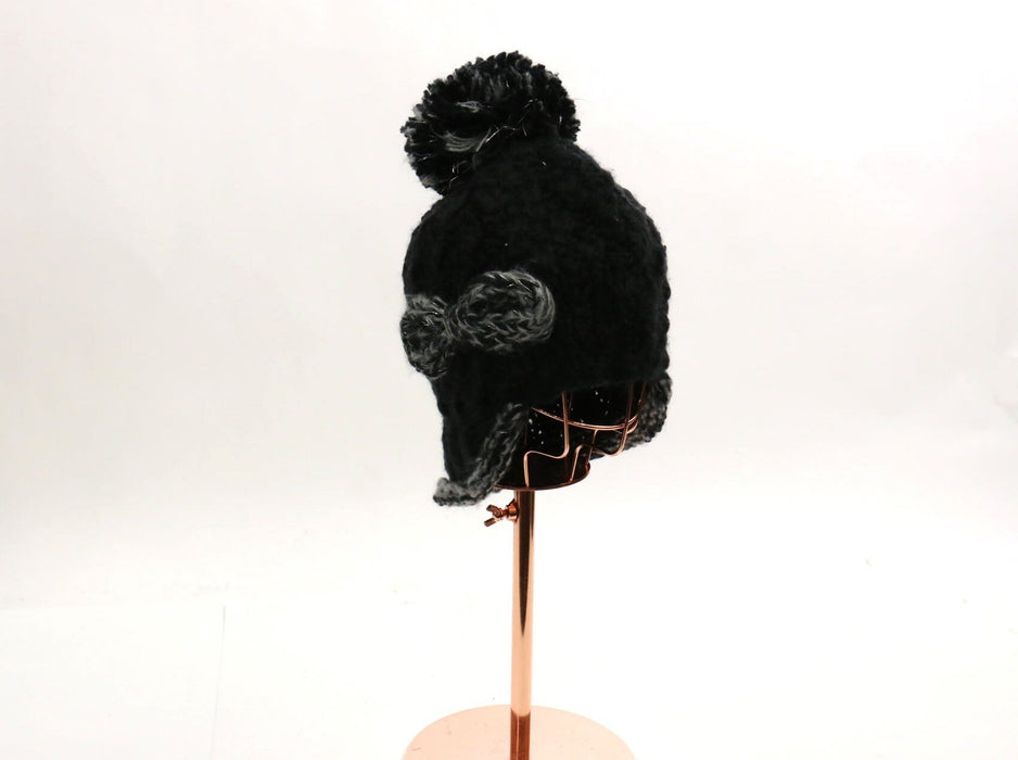 Knitted Pom Pom Beanie with Bow Design #KNIBEA8BK (PC)