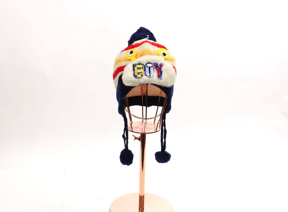 Eyes Boy Design Pom Pom Beanies #MBE30641 (2PC)