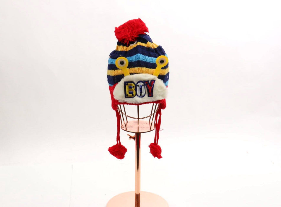 Eyes Boy Design Pom Pom Beanies #MBE30641 (2PC)