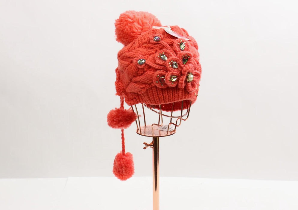 Knitted Rhinestone Pom Pom Beanie #WHWA12 (PC)