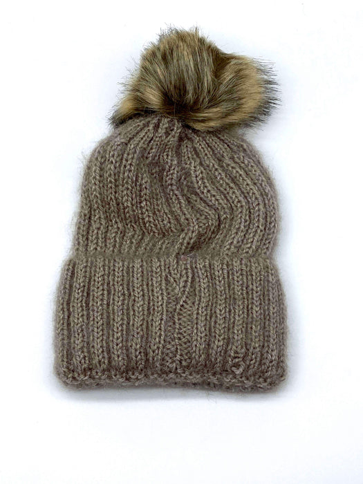 #AT226MOCHA Fuzzy Beanie with Pom Pom / Mocha (PC)