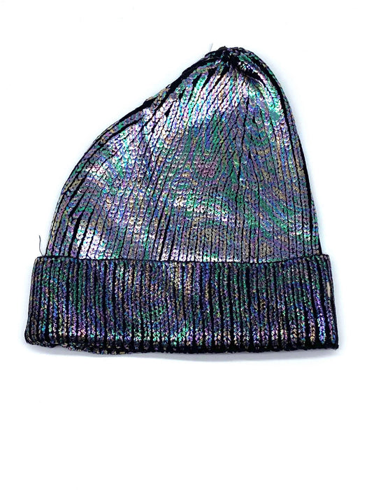 #HT2034 Shiny Silver AB Stripe Beanie