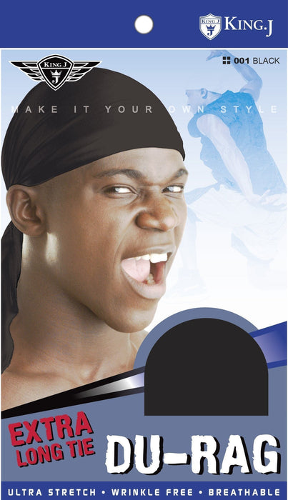 Extra Long Tie Du-Rag / Black #001 (12 PACKS)