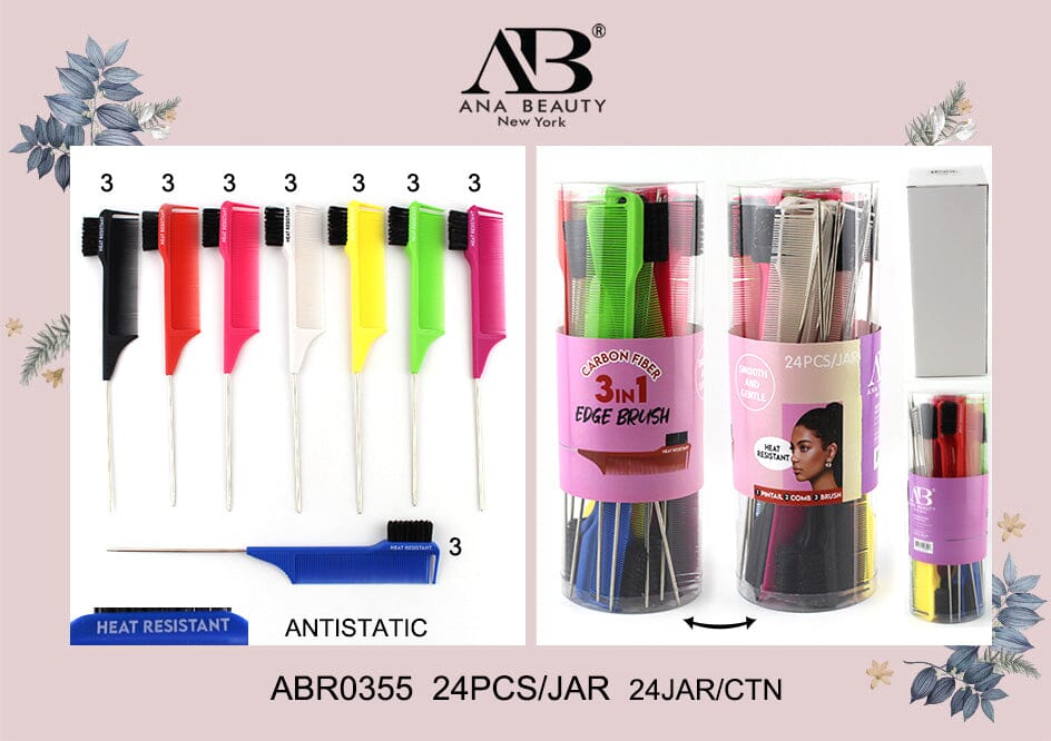 AB 3 in 1 Edge Brush Metal Point #ABR0355 (24PC/Jar)