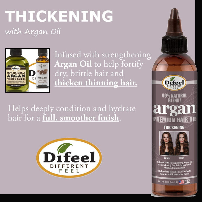 Difeel 99% Natural Premium Hair Oil Argan Thickening 8oz