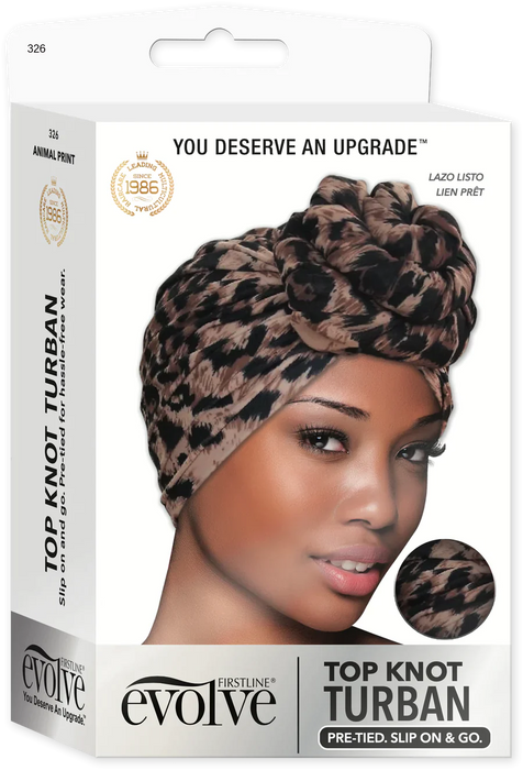 Evolve Top Knot Turban Cheetah #326